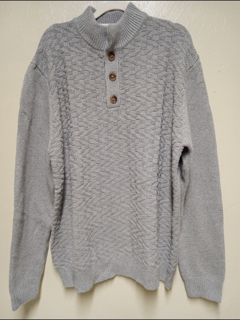 Men Size 2XL Sweater COOFANDY Mock Neck Button Sweater Casual Knitted Sweater